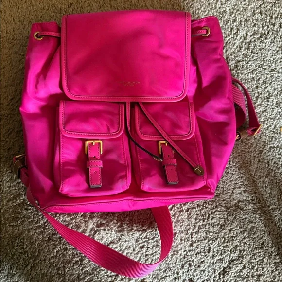 Tory Burch Pink and Red Women\'s Backpack Tory Burch | Bags | Tory Burch Pinkblack Nylon Backpack  main image 3